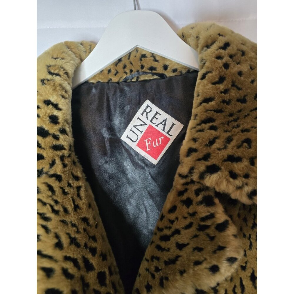 Unreal Fur Wild Cat Leopard Print Jacket Coat Women's Size 16-Vintage- Y2K - Picture 3 of 16
